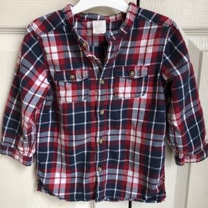H&M | Navy, Red, and White Plaid Button Down | 12-18 months girl